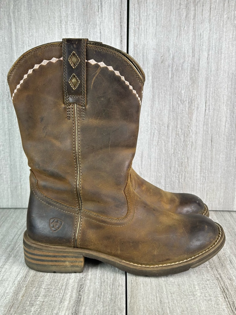 Ariat Unbridled Roper Brown Leather Western Ranch Cowboy Boots Women’s Size 7